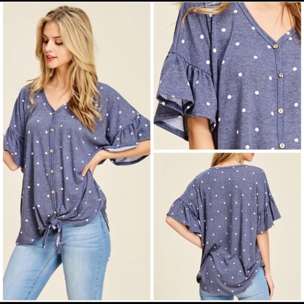 Ruffle Sleeve Polka-dot Top (Brand New)